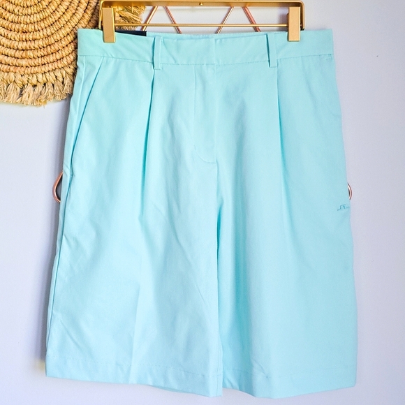 J. Lindeberg New Aruba Blue Megh Pleated High Waist Sporty Golf Shorts SZ 27 - Picture 2 of 9